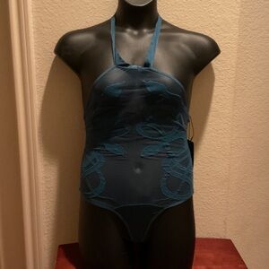 Teal Halter One Piece Bodysuit